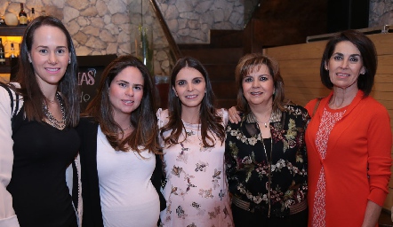 Montse González, Marianne Velasco, Claudia Gutiérrez, Leticia Escudero y María Elena Torres.