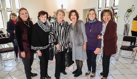  Silvia de Garza, Alicia Villalba, Marilú de Lira, Lucero de Lobo, Rocío de Sigona y Carmelita Vázquez.