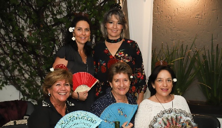  Sandra Correa, Elsy Guerra, Malusa Alcocer, Laura Faz y Cuca Díaz Infante.