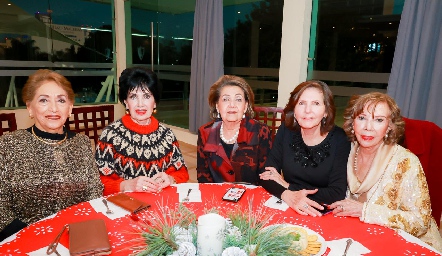  María del Carmen Morales, Lucy Stahl, Lula Hernández, Lila Ahumada y Carmela Alonso.