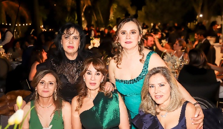 Susana Hinojosa, Julia Marín, Paty Espinosa, Elvia de Pérez y Liz Báez.