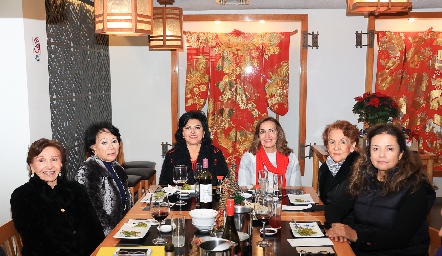  Any Rosel de Anaya, Aida Martínez, Diana Reyes, Elisa Ortega de Carreras, Mónica Alcalde de Garza y Aida Palau.