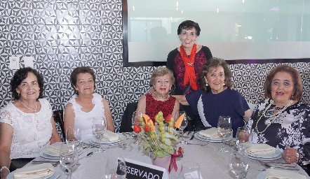  María del Carmen Villalba, Chelo Nava,  Taquis Reyes, María del Carmen Stevens, Margarita Labastida y María Estela Labastida.